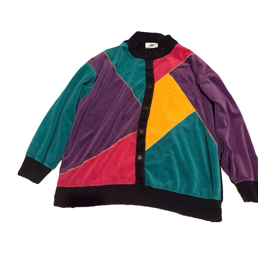 Vintage YS Sport Colorblock Velour sweater‎ – Size Large – Made in USA